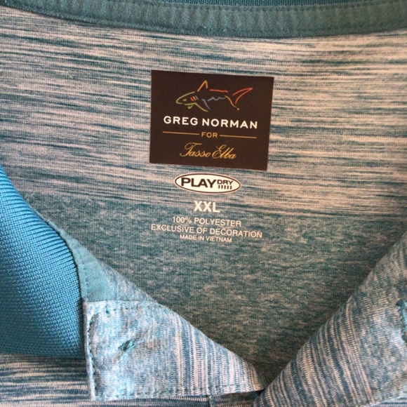 MENS GREG NORMAN PLAY DRY GOLF POLO SHIRT - SIZE 2XL  -  TEAL  COLOR - Picture 3 of 3